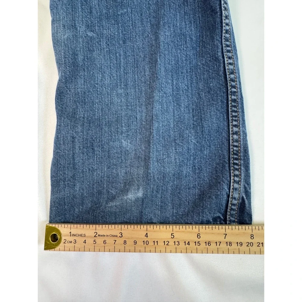Kimes Ranch Jeans Mens 36x38 Blue Cal Straight Leg Made in USA Distressed Denim